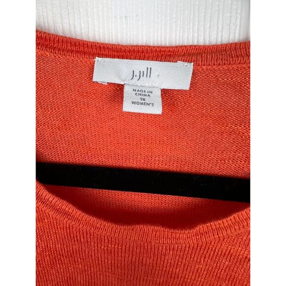 Women's J. Jill Zinnia Sweater Plus Size 1X Burnt Orange Linen Blend - Picture 3 of 8